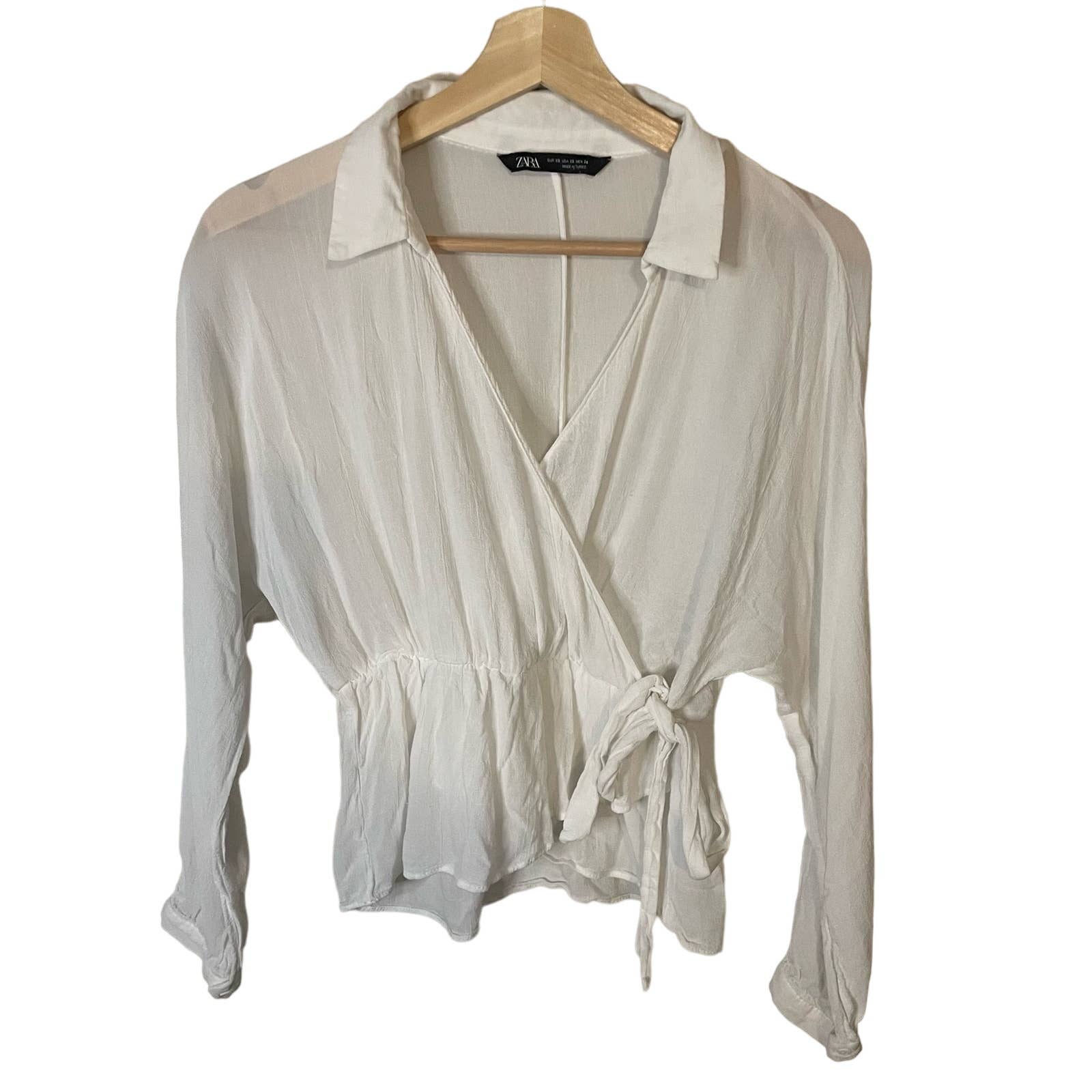 Zara White Wrap Top Xs